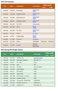 2010 Woodsmen Schedule