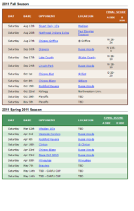 2011 Woodsmen Rugby Schedule