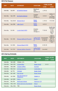 2012 Woodsmen Rugby Schedule